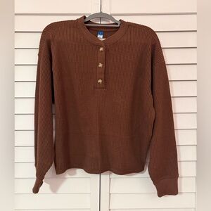 Old Navy Women’s Oversized Cozy Waffle Henley Top